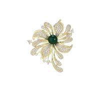 EMEGCY Floral Pearl Brooch Austrian Crystal Rhinestone Pins Gold Plated Leaf Lapel Pin Four Leaf Clover Brooch Birthday Graduation Jewelry Gift for Women Men, Copper, base