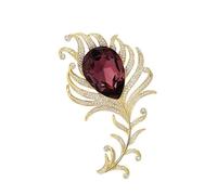 EMEGCY Floral Pearl Brooch Austrian Crystal Rhinestone Pins Gold Plated Leaf Lapel Pin Four Leaf Clover Brooch Birthday Graduation Jewelry Gift for Women Men, Copper, base