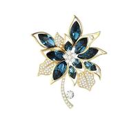 EMEGCY Floral Pearl Brooch Austrian Crystal Rhinestone Pins Gold Plated Leaf Lapel Pin Four Leaf Clover Brooch Birthday Graduation Jewelry Gift for Women Men, Copper, base
