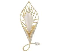 EMEGCY Leaf Leaves Brooch Pin Rhinestone Austrian Crystal Pearl Brooches 18k Gold Plated Lapel Pin Dress Accessories Birthday Graduation Jewelry Gift for Women Men, Copper, base