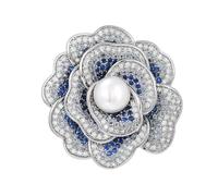 EMEGCY Rhinestone Flower Brooch Austrian Crystal Flower Pin 18k Gold Plated Floral Brooch Lapel Pin Jewelry Mother's Day Birthday Gifts for Mom Wife, One Size, Copper, rhodonite pearl