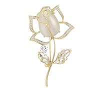 EMEGCY Rhinestone Flower Brooch Austrian Crystal Flower Pin 18k Gold Plated Floral Brooch Lapel Pin Jewelry Mother's Day Birthday Gifts for Mom Wife, Copper, base