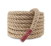 EMEKIAN 20mm Natural Thick Jute Rope, 15M Twisted 4 Strand Fiber Hemp Rope, Strong Jute Twine String for Gardening, Craft, Bundling, Camping, Decorating (Brown)