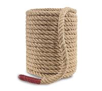 EMEKIAN 20mm Natural Thick Jute Rope, 30M Twisted 4 Strand Fiber Hemp Rope, Strong Jute Twine String for Gardening, Craft, Bundling, Camping, Decorating (Brown)