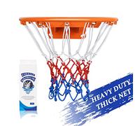 EMEKIAN Heavy Duty Basketball Net Replacement 12 Loop Polyester Nylon Basketball Net All-Weather Blue Red White Standard Basketball Hoop Net for Outdoor Indoor Sports