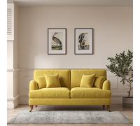 Emeline Textured Velvet 3 Seater Sofa with Antique Castor Legs Mustard