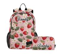 Emelivor Custom Colorful Starfish Backpacks for Girls Boys Kids Backpack Elementary Students Knapsack, Fruit Strawberries Red, L, Fruit Strawberries Red