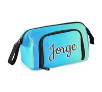 Emelivor Custom Cyan Blue Teal Gradient Pencil Case for Girls Boys Large Capacity Pencil Pouch Personalized Pencil Case Pouch Customized Cute Pencil Case for Students Travel