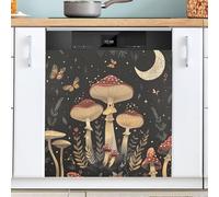 Emelivor Moon Night Mushroom Black Dishwasher Magnet Cover Dishwasher Covers for The Front Magnetic Dishwasher Cover Panel Magnetic Refrigerator Cover for Farmhouse Kitchen Home Decor - 23 X 26 in