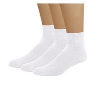 EMEM Apparel Classic Women's Ledies Plus Size Queen Diabetic Circulatory Non-Binding Loose Top Casual Ankle Quarter Low Cut Cotton Seamless Toe Hosiery Socks 3-Pack White 10-13