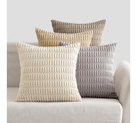 EMEMA Corduroy Cushion Cover Set of 4 50 x 50 cm Grey Brown Series Sofa Cushions