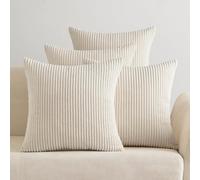 EMEMA Corduroy Cushion Covers Pack of 4 Decorative 40x40cm Modern White Pillow Covers for Bedroom Sofa Bed Living Room Office Cafe