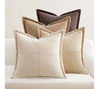 EMEMA Corduroy Cushion Covers, Set of 4, Decorative Cushion Covers, Sofa Cushion, Soft Decorative Cushion Cover, 45 x 45 cm, Decorative Cushion, Couch Cushion for Living Room, Bedroom, Coffee Series