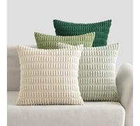 EMEMA Corduroy Cushion Covers, Set of 4, Decorative Sofa Cushions, Modern Cushion Covers, 45 x 45 cm, Decorative Cushion, Soft Decorative Cushion Cover for Living Room, Sofa, Bedroom, Green Series