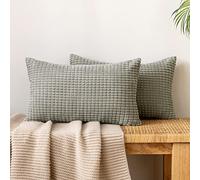EMEMA Corduroy Granule Throw Pillow Covers Decorative Cushion Covers Oblong Soft Pellets Solid Pillowcase for Sofa Bedroom 12x20 Inch 2 Pieces Silver