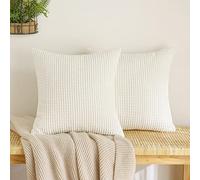 EMEMA Corduroy Granule Throw Pillow Covers Decorative Cushion Covers Square Soft Pellets Solid Pillowcase for Sofa Bedroom 20x20 Inch 2 Pieces Beige