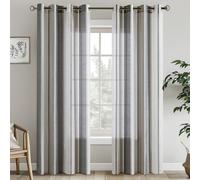 EMEMA Curtains with Eyelets, Dark Grey/White Stripes, Voile Curtains, Semi-Transparent Living Room, 140 x 245 cm, Decorating, Set of 2, Store Scarves with Eyelet Curtain, Modern Bedroom