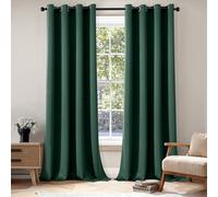 EMEMA Dark Green Opaque Curtains with Eyelets, 260 cm Long, Soft Blackout Curtains from Rooms, Set of 2 Blackout Curtains for Living Room, Bedroom, Opaque Eyelet Curtains, Each H 260 x W 140 cm