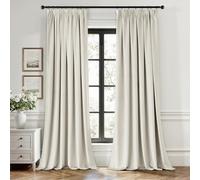 EMEMA Ivory Curling Ribbon Velvet Curtain Blackout Curtains 2 Pieces Beautiful Thick Heavy Curtains for Living Room Bedroom Thermal Blackout Curtains Velvet