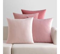 EMEMA Set of 4 Velvet Decorative Cushion Covers for Sofa, Living Room, Bedroom for Sofa, 50 x 50 cm, Pink Series