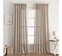 EMEMA Transparent Linen Curtains with Webbing Translucent Curtain for Indoor Modern Sailing Curtains for Balcony Doors Suitable for Living Room Bedroom 2 Panels 140 x 245 cm Dark Brown