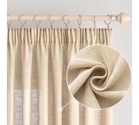 EMEMA Transparent Linen Curtains with Webbing Translucent Curtain for Indoor Modern Sailing Curtains for Balcony Doors Suitable for Living Room Bedroom 2 Panels 140 x 260 cm Beige