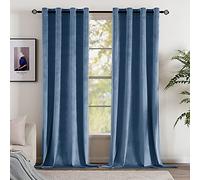 EMEMA Velvet Blackout Curtains Thermal Insulated Curtain Pair Eyelet Room Darkening Drapes for Living Room Kids Bedroom 55" W x 110" L 140x280 cm 2 Panels Peacock Blue