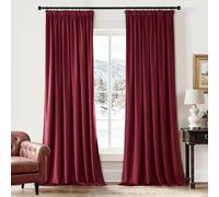 EMEMA Velvet Curtain with Ruffle Tape, Wine Red Velvet Curtains, Decorative Opaque Curtains, Set of 2, Beautiful, Thick and Heavy Living Room, Bedroom, Blackout Thermal Curtain, Velvet Ruffle Tape, H