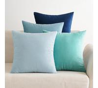 EMEMA Velvet Cushion Covers Pack of 4 Decorative Square Cushion Covers for Sofa Bedroom Home 45 x 45 cm Blue Series