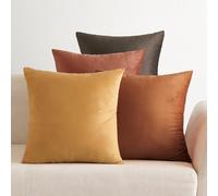 EMEMA Velvet Cushion Covers Pack of 4 Decorative Square Cushion Covers for Sofa Bedroom Home 45 x 45 cm Earth Yellow Series