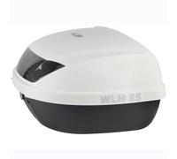 EMENAR 50L Motorcycle Rear Top Case, Motorcycle Trunk Rear Top Box Luggage Top Lock Storage Helmet Box, Large Capacity Waterproof Durable (Color : White+Black Light)