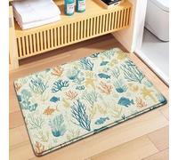 EMENDEN Bathroom Mat Summer Coastal Beach Instant Dry Bath Mat Rug, Super Absorbent Non Slip Kitchen Indoor Floor Decor Carpet (C,50 * 80CM)