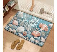 EMENDEN Bathroom Mat Summer Coastal Beach Instant Dry Bath Mat Rug, Super Absorbent Non Slip Kitchen Indoor Floor Decor Carpet (E,60 * 90CM)