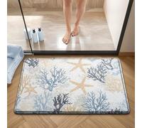 EMENDEN Bathroom Mat Summer Coastal Beach Instant Dry Bath Mat Rug, Super Absorbent Non Slip Kitchen Indoor Floor Decor Carpet (B,40 * 60CM)