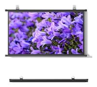 EMENKD White Projector Screen Black Rod Pull Down Wrinkle-Free Screen Hangable HD Projection 16:9/4:3 Home Theater Projections Movies Screen Wall Mountable(50 Inch (16:9))