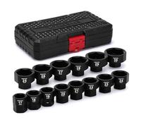 EMENTOL 1/2" Drive Low Profile Impact Socket Set, 14 Pieces Stubby Nano Sockets, CR-MO, Metric, 17mm -30mm