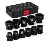 EMENTOL 1/2" Drive Low Profile Nano Impact Socket Set, SAE 3/8"-1", 11PCS Stubby Sockets, CR-MO Steel, No Skips Sizes, with Plastic Case