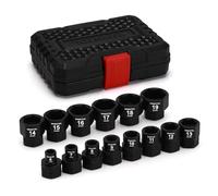 EMENTOL 14PCS 3/8" Drive Low Profile Nano Impact Socket Set, 3/8-Inch Drive Stubby sockets, Metric, 6mm-19mm, CR-MO