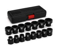 EMENTOL 15PCS 1/2" Drive Low Profile Nano Impact Socket Set, 1/2-Inch Drive Stubby sockets, Metric, 10mm-24mm, CR-MO