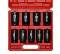 EMENTOL 9PCS 1/2" Drive Deep 6-Point Spindle Axle Nut Impact Socket Set, CR-MO, Metric, 1/2" Drive Deep Impact Socket Set, 29mm - 38mm
