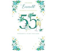 Emerald 55th Anniversary Card Champagne Foil Finish Lovely Verse