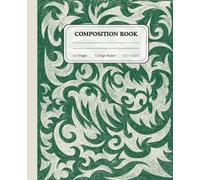 Emerald and Bone Abstract Pattern Writing Notebook for Students & Creatives | College Ruled Composition Journal: Hand-drawn ornamental forms with textured pencil shading and organic flow