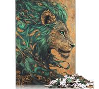 Emerald And Bronze Lion Jigsaw Puzzles Puzzles for Adults Kids. 1000 Pieces Impossible Challenge Toy Educational Game Home Decoration for Adults& Kids Age 14 Years Up 1000pcs (75x50cm)
