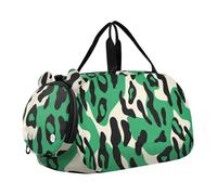 Emerald Animal Leopard Print Kids Duffel Bag with Shoes Compartment Multifunctional Overnight Bag for Beach Swim Bags Pool Sports