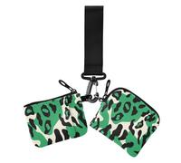 Emerald Animal Leopard Print Women's Wallets Card Cases Thin Flat Card Wallet Money Organizer with Keychain for Women 2 Packs