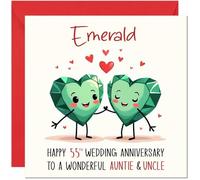 Emerald Anniversary Card for Auntie & Uncle - 55th Wedding Anniversary Cards for Aunt Uncle Cute Anniversaries Greeting Cards