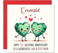 Emerald Anniversary Card for Dad & Step Mum - 55th Wedding Anniversary Cards for Step Mum & Dad Cute Anniversaries Greeting Cards