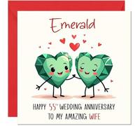 Emerald Anniversary Card for Wife - 55th Wedding Anniversary Cards for Wife from Husband Cute Anniversaries Greeting Cards