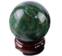 Emerald Ball Sphere Ornament with Stand, Crystal Stone Gift Room Decor Witchcraft Wiccan,5~5.5cm