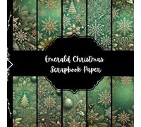 Emerald Christmas Scrapbook Paper, Green Xmas Junk Journal Paper, Elegant Winter Holidays Decorative Paper, DIY Projects, Origami, Collage Sheets, ... 8,5" by 8,5" inches, 10 Designs, Double Sided